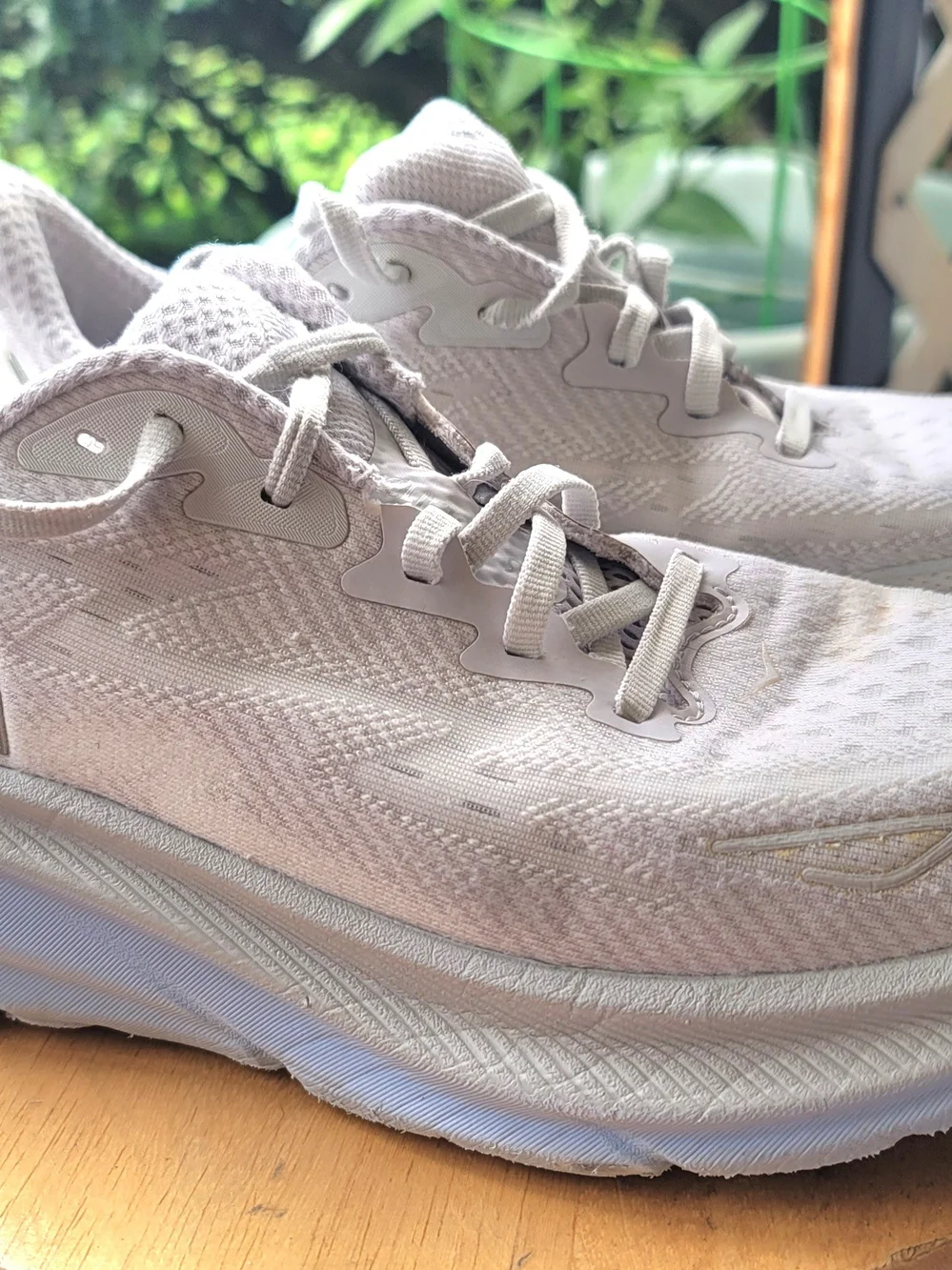 Hoka Clifton 9 White and Light Blue Women's Running Shoes 8.5 B